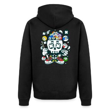 Billard - Unisex Premium Bio Zip Hoodie - Schwarz - Hinten - Nico (187cm)
