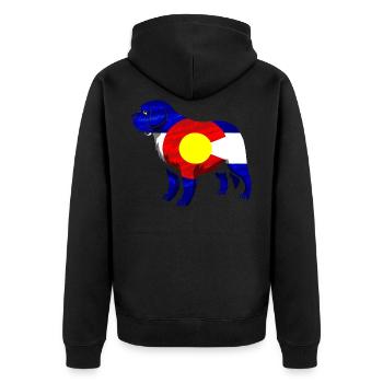 Colorado Colorado Hemd Colorado Liebhabergeschenk - Unisex Premium Bio Zip Hoodie - Schwarz - Hinten - Nico (187cm)