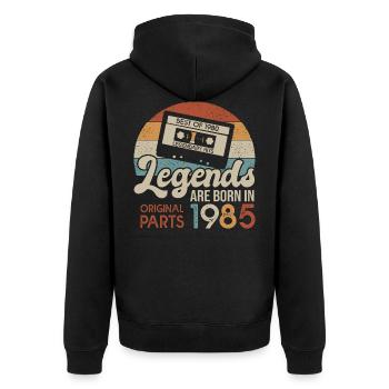 1985 Jahrgang Geburtstag geboren 1985 - Unisex Premium Bio Zip Hoodie - Schwarz - Hinten - Nico (187cm)