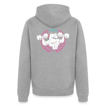 Weightlifting Unicorn Fitness Gym Lover - Unisex Premium Organic Zip Hoodie - heather grey - Back - Nico (187cm)