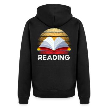 Lustiges Lesehemd lesen Liebhaber-Geschenkidee les - Unisex Premium Bio Zip Hoodie - Schwarz - Hinten - Nico (187cm)