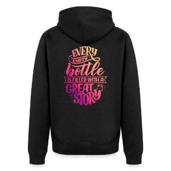 Wein - Unisex Premium Bio Zip Hoodie - Schwarz - Hinten - Nico (187cm)