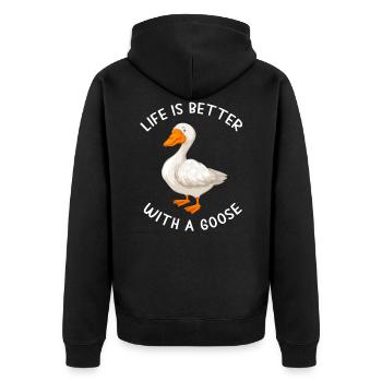 Gans Gänse Gans Shirt Lustige Gans Geschenkidee - Unisex Premium Bio Zip Hoodie - Schwarz - Hinten - Nico (187cm)