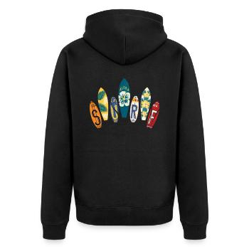 Surfboard Types Surfing Surfboard Sport - Unisex Premium Organic Zip Hoodie - black - Back - Nico (187cm)