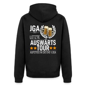 JGA - Unisex Premium Bio Zip Hoodie - Schwarz - Hinten - Nico (187cm)