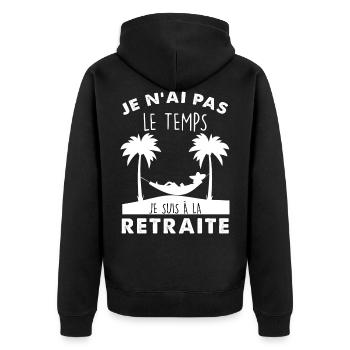 Retraite homme cool et détente - Veste à capuche bio Premium Unisexe - noir - Dos - Nico (187cm)