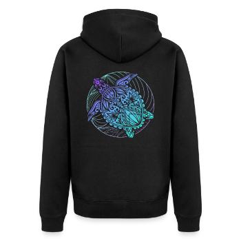 Turtles Mandala Diver Surfer - Unisex Premium Organic Zip Hoodie - black - Back - Nico (187cm)