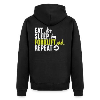 Eat Sleep Forklift Repeat Gabelstapler Fahrer - Unisex Premium Bio Zip Hoodie - Schwarz - Hinten - Nico (187cm)