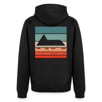 ADSR Modular Techno Festival Nerd Synthesizer - Unisex Premium Bio Zip Hoodie - Schwarz - Hinten - Nico (187cm)