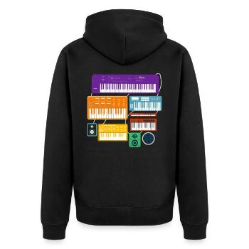 ADSR Modular Techno Festival Nerd Synthesizer - Unisex Premium Bio Zip Hoodie - Schwarz - Hinten - Nico (187cm)