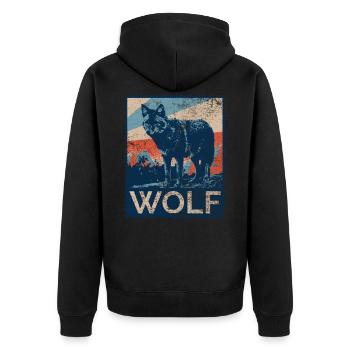 Wölfe Wolf Wölfin Werwolf - Unisex Premium Bio Zip Hoodie - Schwarz - Hinten - Nico (187cm)