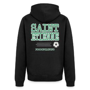 Sainté Saint-Etienne Stéphanois Popolopopo - Veste à capuche bio Premium Unisexe - noir - Dos - Nico (187cm)