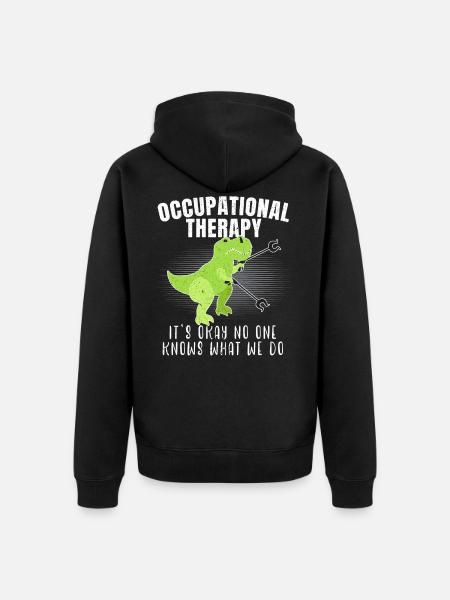 Ergotherapie Dinosaurier Ergotherapeut - Premium økologisk unisex-hættejakke - sort