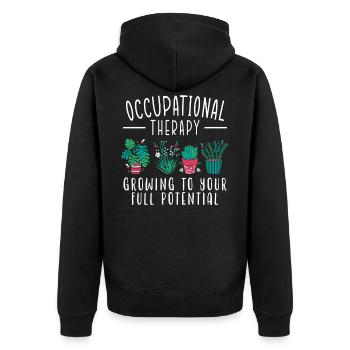 Ergotherapie OT Medizinisches Gesundheitswesen - Unisex Premium Bio Zip Hoodie - Schwarz - Hinten - Nico (187cm)