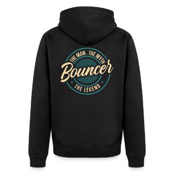 Türsteher Der Mann Der Mythos Die Legende Wachmann - Unisex Premium Bio Zip Hoodie - Schwarz - Hinten - Nico (187cm)