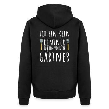 Ich bin kein Rentner ich bin Vollzeit Gärtner - Unisex Premium Bio Zip Hoodie - Schwarz - Hinten - Nico (187cm)