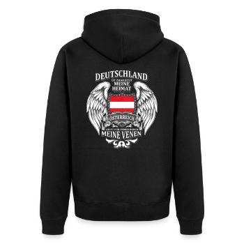 Österreich - Unisex Premium Bio Zip Hoodie - Schwarz - Hinten - Nico (187cm)