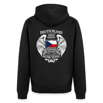Tschechien - Unisex Premium Bio Zip Hoodie - Schwarz - Hinten - Nico (187cm)