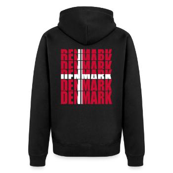 Denmark - Unisex Premium Organic Zip Hoodie - black - Back - Nico (187cm)