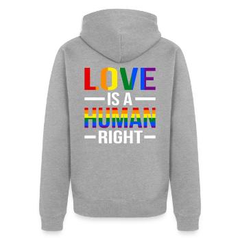 Lgbt - Veste à capuche bio Premium Unisexe - gris chiné - Dos - Nico (187cm)
