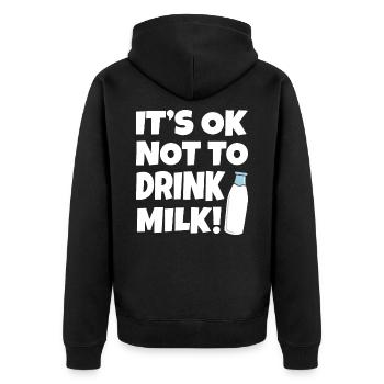 milk - Unisex Premium Organic Zip Hoodie - black - Back - Nico (187cm)