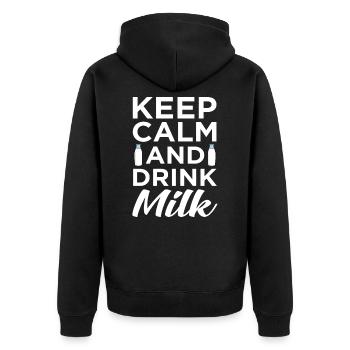 milk - Unisex Premium Organic Zip Hoodie - black - Back - Nico (187cm)