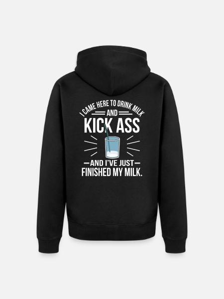 milk - Unisex Premium Organic Zip Hoodie - black