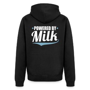 milk - Unisex Premium Organic Zip Hoodie - black - Back - Nico (187cm)