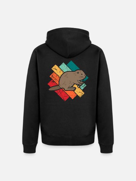 beaver - Unisex Premium Organic Zip Hoodie - black