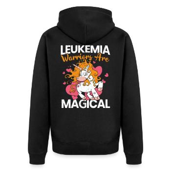 Leukemia Warriors Are Magic Unicorn - Unisex Premium Organic Zip Hoodie - black - Back - Nico (187cm)