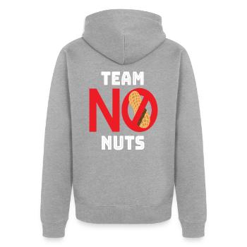 Team No Nuts Nüsse Nuss Nussalergie - Unisex Premium Bio Zip Hoodie - Grau meliert - Hinten - Nico (187cm)