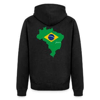 Brasilien - Unisex Premium Bio Zip Hoodie - Schwarz - Hinten - Nico (187cm)