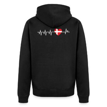 Denmark - Unisex Premium Organic Zip Hoodie - black - Back - Nico (187cm)