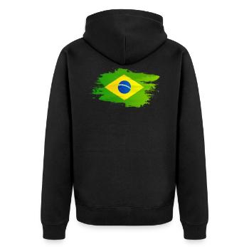 Brasilien - Unisex Premium Bio Zip Hoodie - Schwarz - Hinten - Nico (187cm)