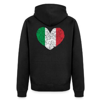 Italy - Unisex Premium Organic Zip Hoodie - black - Back - Nico (187cm)