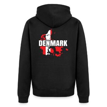 Denmark - Unisex Premium Organic Zip Hoodie - black - Back - Nico (187cm)