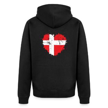 Denmark - Unisex Premium Organic Zip Hoodie - black - Back - Nico (187cm)