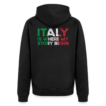 Italy - Unisex Premium Organic Zip Hoodie - black - Back - Nico (187cm)