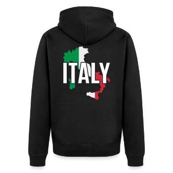 Italy - Unisex Premium Organic Zip Hoodie - black - Back - Nico (187cm)
