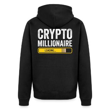 Crypto Millionaire Loading Funny Bitcoin Ethereum - Unisex Premium Bio Zip Hoodie - Schwarz - Hinten - Nico (187cm)