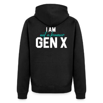Ich Bin Kein Boomer Silent Generation Gen X - Unisex Premium Bio Zip Hoodie - Schwarz - Hinten - Nico (187cm)