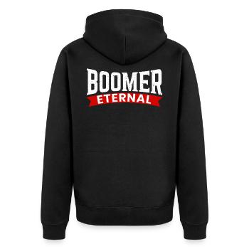 Boomer Ewige Generation Z Millennial Gen Z - Unisex Premium Bio Zip Hoodie - Schwarz - Hinten - Nico (187cm)