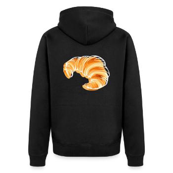Croissant Frankreich Reisen Eiffelturm - Unisex Premium Bio Zip Hoodie - Schwarz - Hinten - Nico (187cm)
