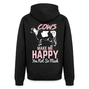 Cows Make Me Happy You Not So Much Farmer Farmer - Unisex Premium Organic Zip Hoodie - black - Back - Nico (187cm)