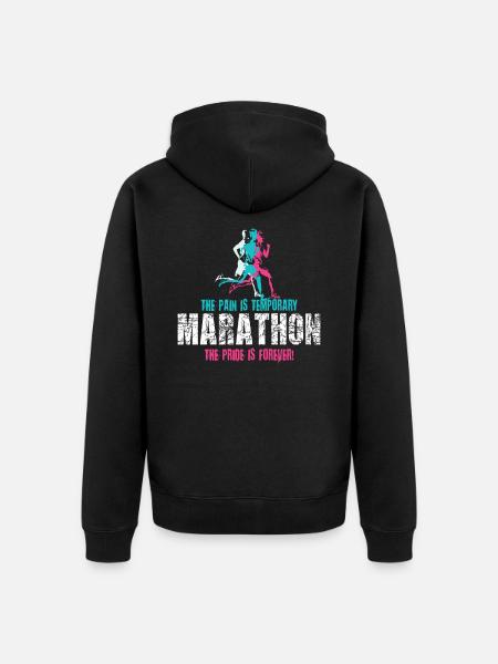 The Pain Is Temporary Marathon Runners - Unisex Premium Organic Zip Hoodie - black