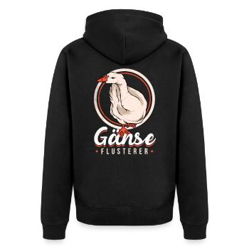 Gans - Unisex Premium Bio Zip Hoodie - Schwarz - Hinten - Nico (187cm)