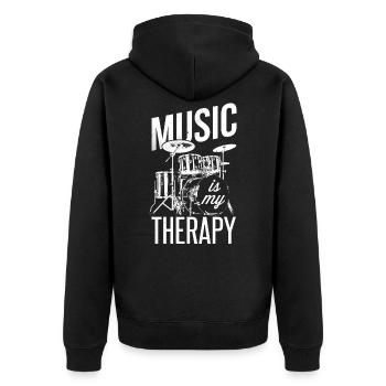 percussion - Unisex Premium Organic Zip Hoodie - black - Back - Nico (187cm)