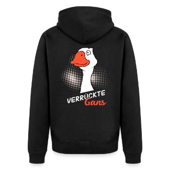 Gans - Unisex Premium Bio Zip Hoodie - Schwarz - Hinten - Nico (187cm)