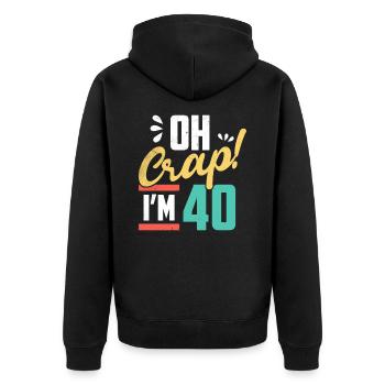 40e anniversaire - Veste à capuche bio Premium Unisexe - noir - Dos - Nico (187cm)