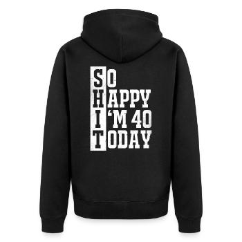 40th birthday - Unisex Premium Organic Zip Hoodie - black - Back - Nico (187cm)